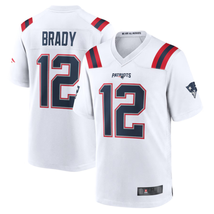 Silnrao #12 Tom Brady Player NE.Patriots White Game Stitched Jerseys