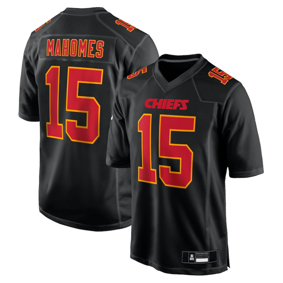 Silnrao #15 Patrick Mahomes Player KC.Chiefs Carbon Black Fashion Game Stitched Jerseys