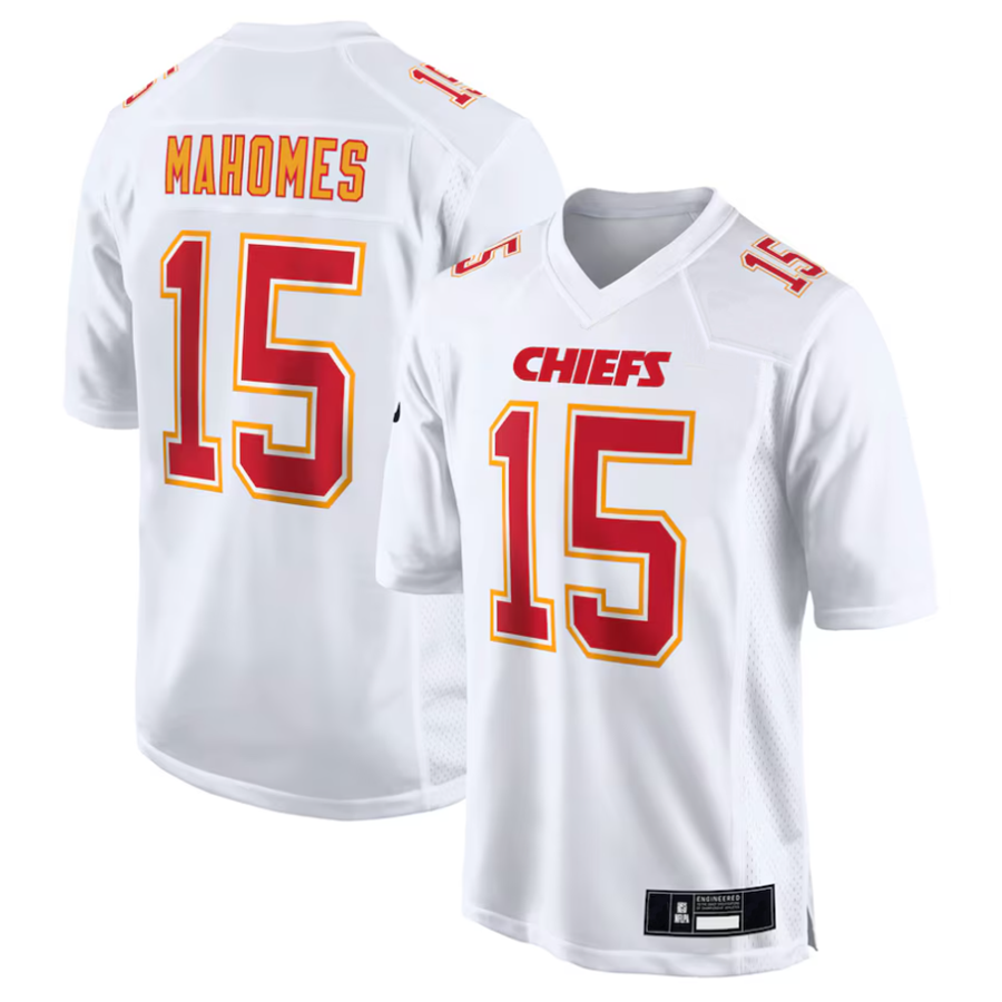 Silnrao #15 Patrick Mahomes Player KC.Chiefs Carbon White Fashion Game Stitched Jerseys