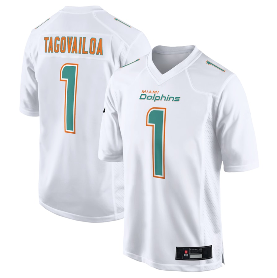 Silnrao #1 Tua Tagovailoa Player M.Dolphins White Fashion Game Stitched Jerseys