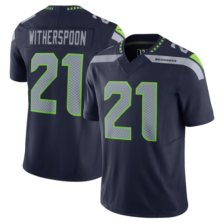 Silnrao #21 Devon Witherspoon Player S.Seahawks Navy Vapor F.U.S.E. Limited Stitched Jerseys