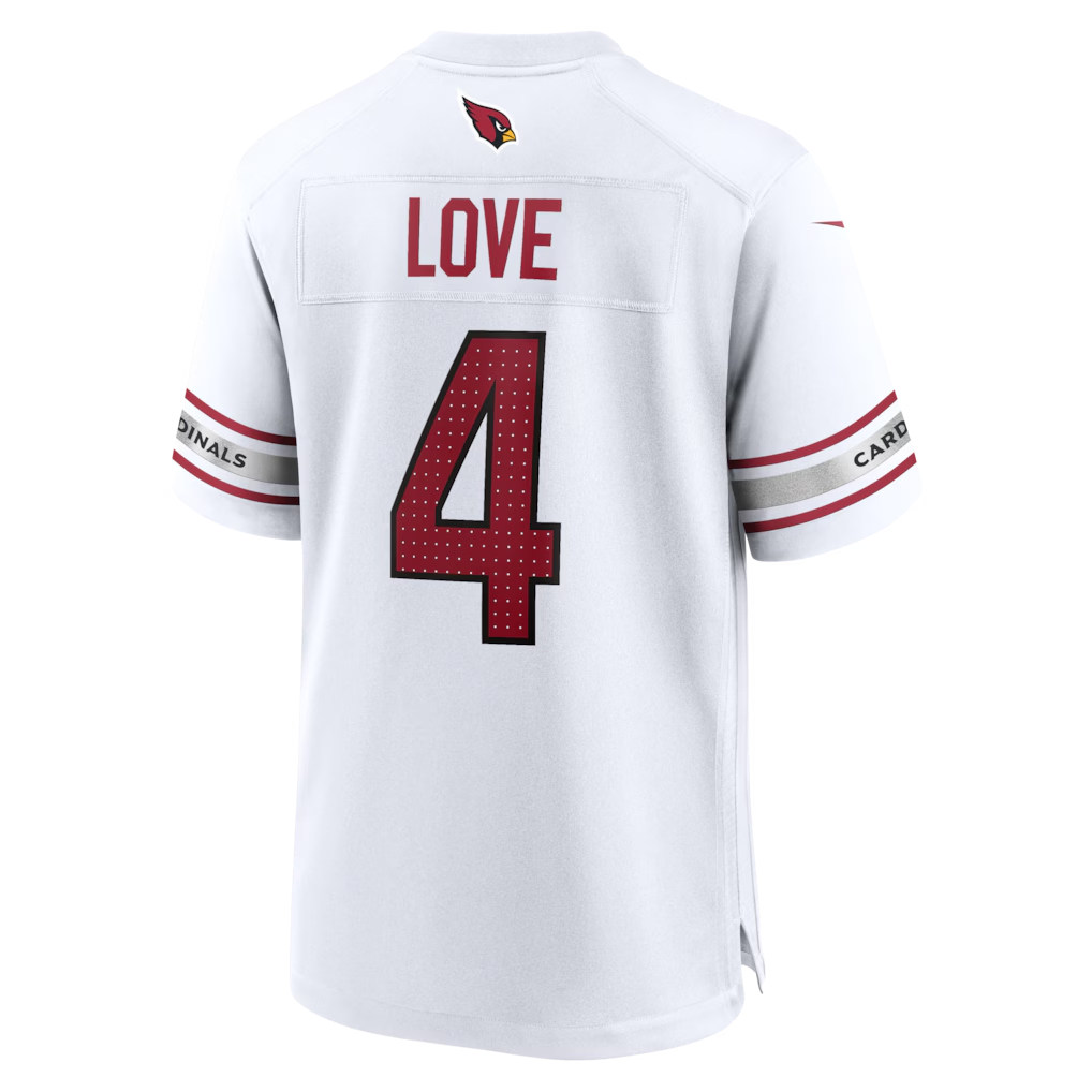 Silnrao A.Cardinals #4 Jeremiyah Love White Game Player Stitched Jerseys