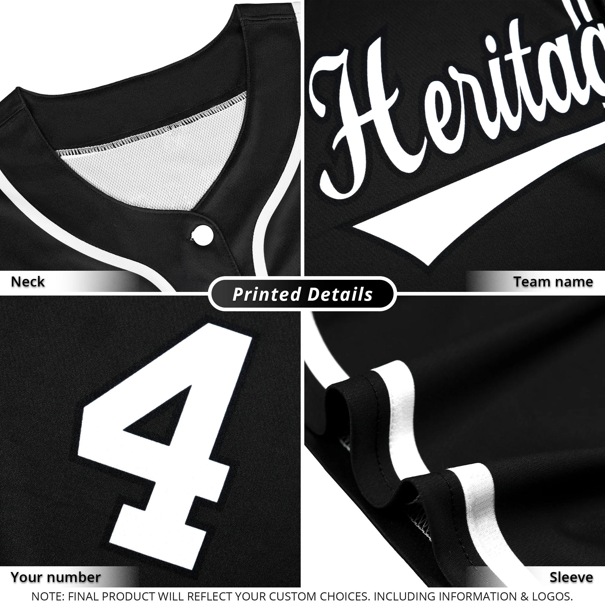 Custom Black White Classic Style Authentic Baseball Jersey