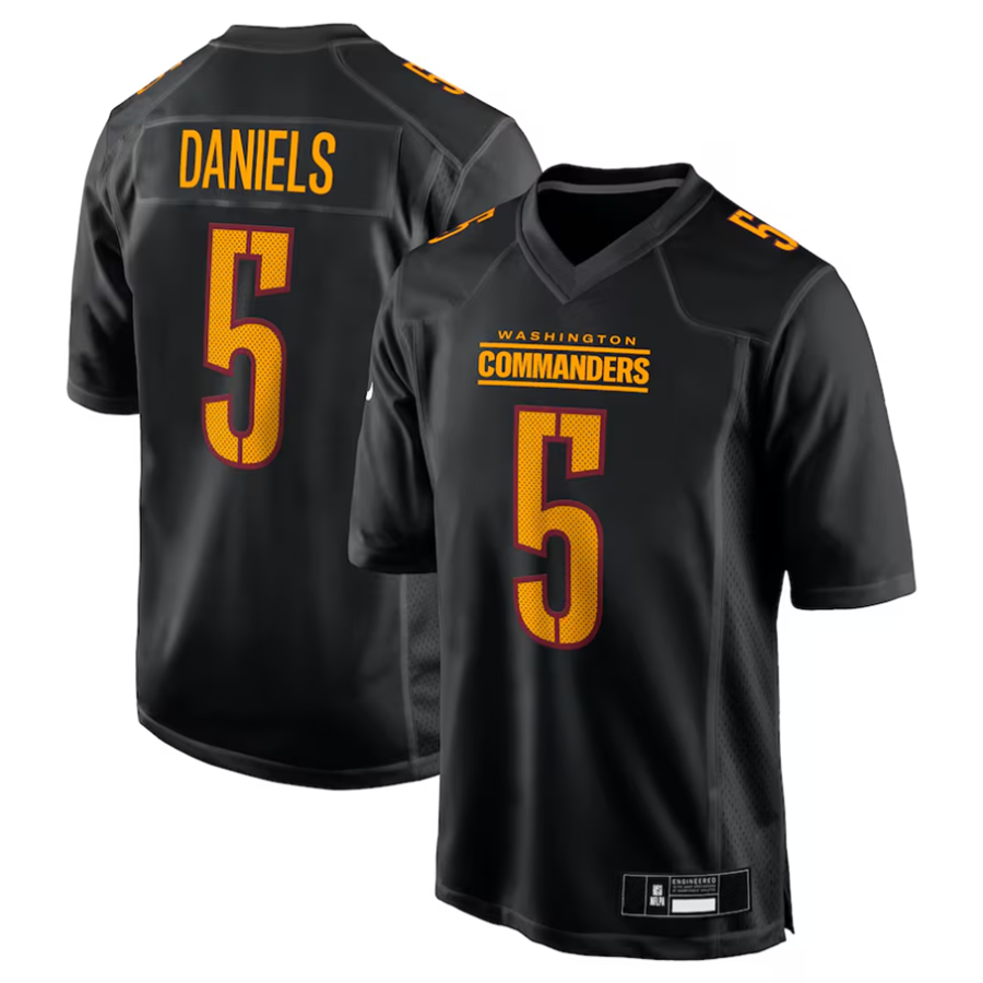 Silnrao #5 Jayden Daniels Player W.Commanders Carbon Black Fashion Stitched Jerseys