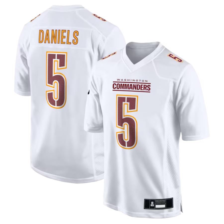 Silnrao #5 Jayden Daniels Player W.Commanders Tundra White Fashion Stitched Jerseys