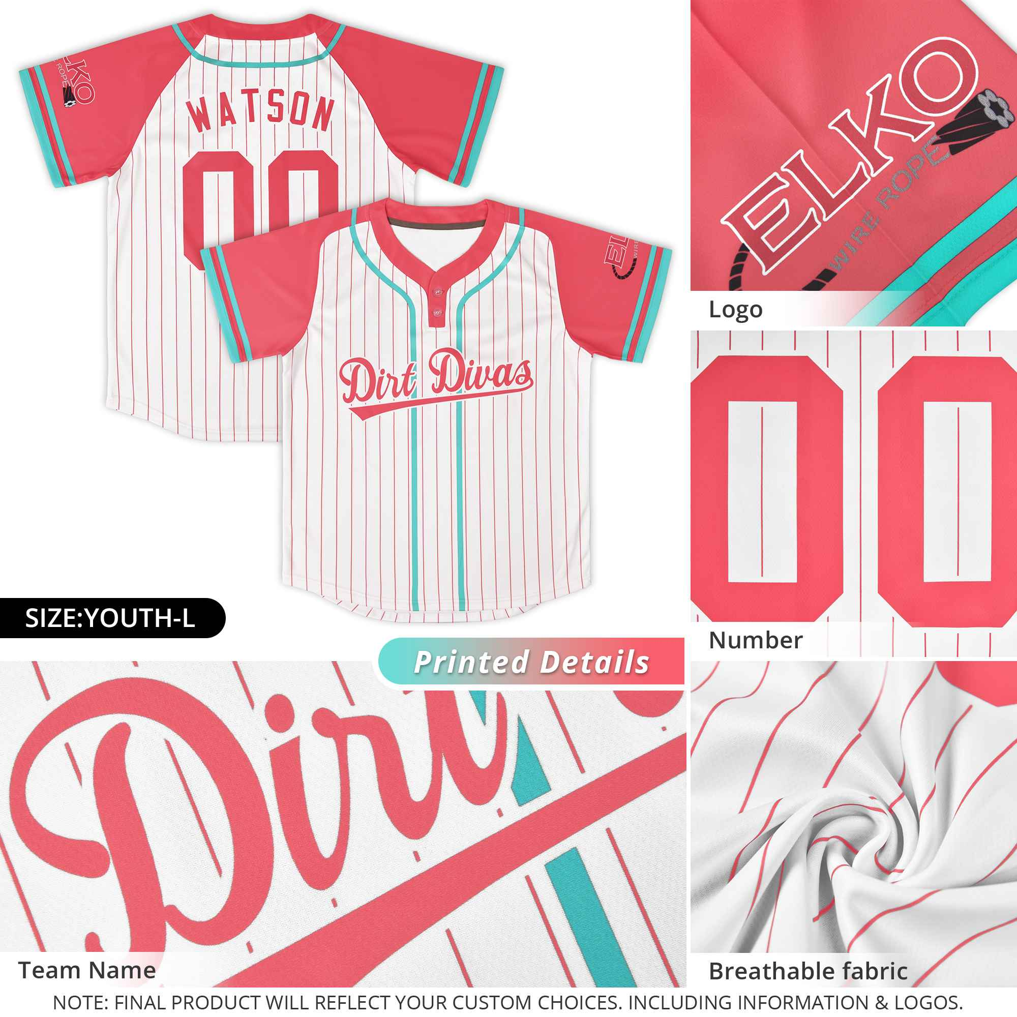 Custom Light Blue Navy-White Stripe Fashion Raglan Sleeves Authentic Two-Button Softball Jersey
