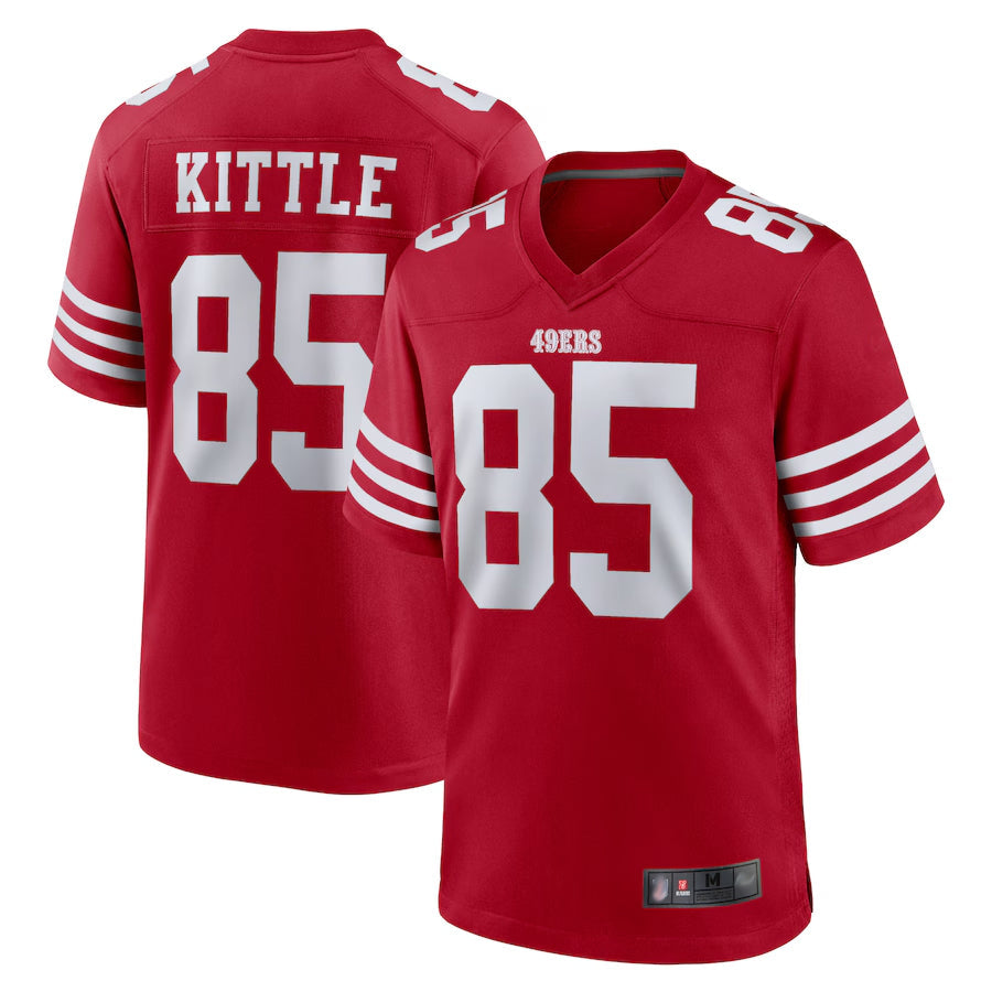 Silnrao #85 George Kittle Player Scarlet SF.49ers Player Game Stitched Jerseys