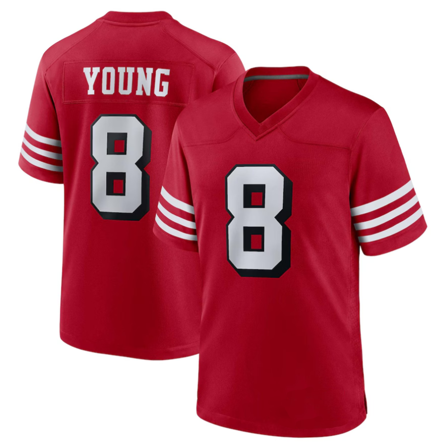 Silnrao #8 Steve Young Player SF.49ers Scarlet Alternate Game Stitched Jerseys