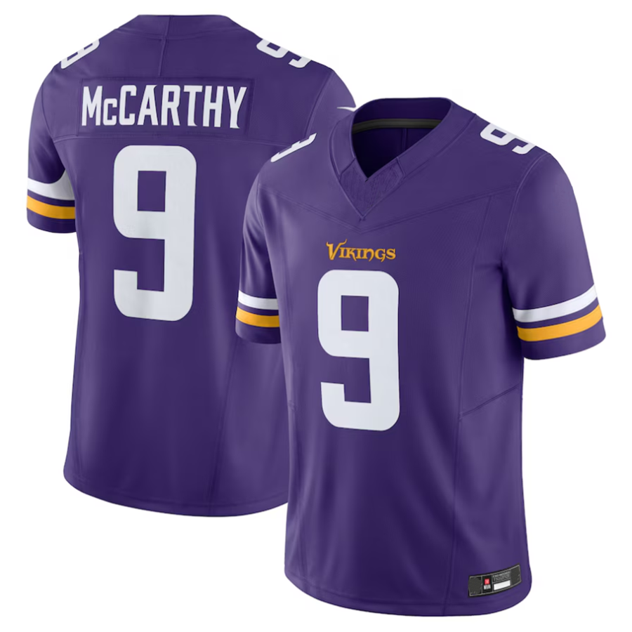 Silnrao #9 J.J. McCarthy Player MN.Vikings Purple Vapor F.U.S.E. Limited Stitched Jerseys