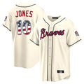 Silnrao A.Braves #10 Chipper Jones Player Cream USA 250 Fourth Of July Limited Home Game Stitched Jerseys