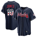 Silnrao A.Braves #10 Chipper Jones Player Navy USA 250 Fourth Of July Limited Home Game Stitched Jerseys