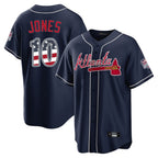 Silnrao A.Braves #10 Chipper Jones Player Navy USA 250 Fourth Of July Limited Home Game Stitched Jerseys