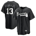 Pkot A.Braves #13 Ronald Acun?a Jr. Player Black Lights Out Edition Stitched Jerseys