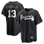 Pkot A.Braves #13 Ronald Acun?a Jr. Player Black Lights Out Edition Stitched Jerseys