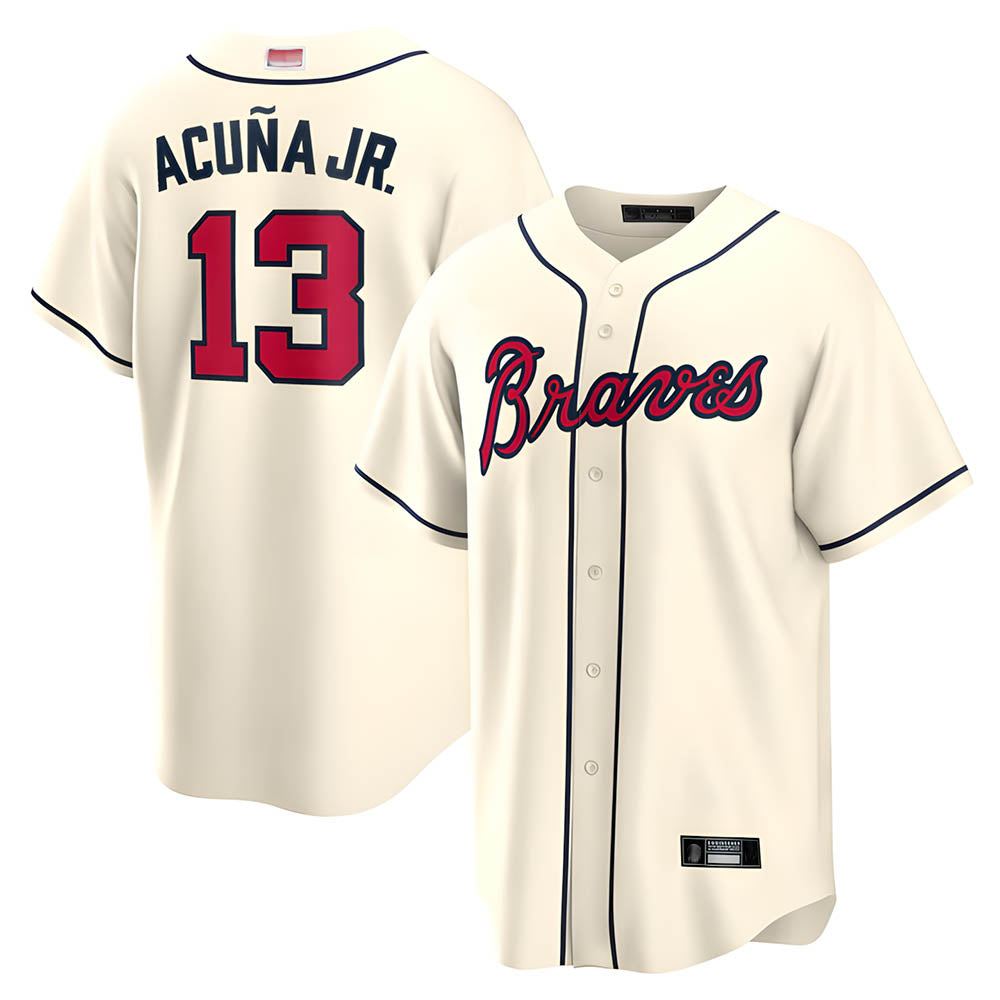 Pkot A.Braves #13 Ronald Acun?a Jr. Player Cream Limited Stitched Jerseys