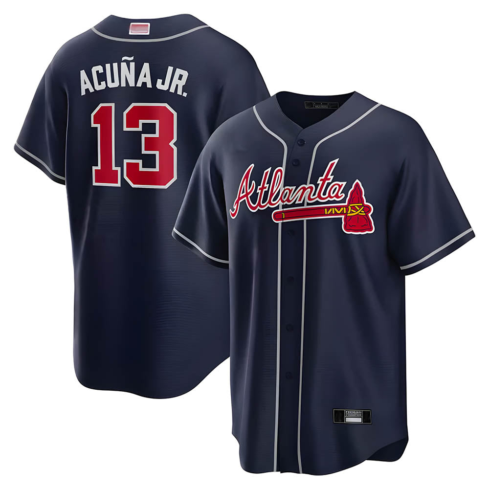 Pkot A.Braves #13 Ronald Acun?a Jr. Player Navy Limited Stitched Jerseys
