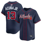 Pkot A.Braves #13 Ronald Acun?a Jr. Player Navy&Red Stipe Stitched Jerseys