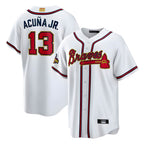 Pkot A.Braves #13 Ronald Acun?a Jr. Player White Gold Championship Stitched Jerseys