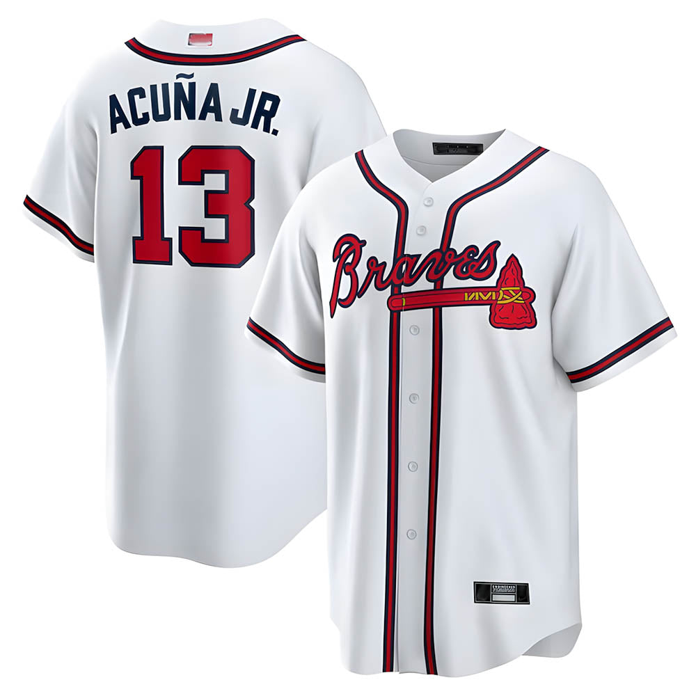 Pkot A.Braves #13 Ronald Acun?a Jr. Player White Limited Stitched Jerseys