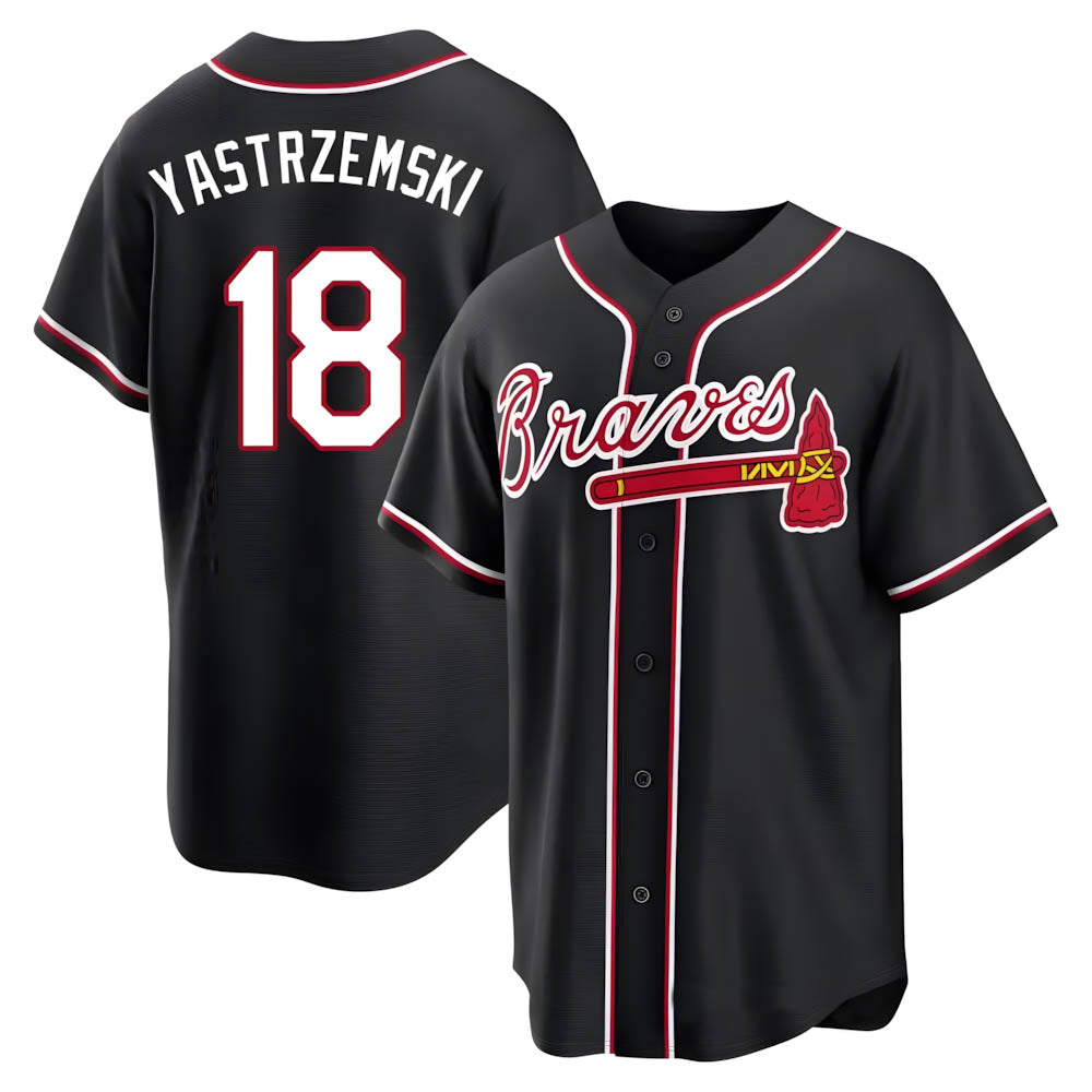 Pkot A.Braves #18 Mike Yastrzemski player Black Replica Fashion Out Stitched Jerseys