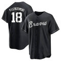 Pkot A.Braves #18 Mike Yastrzemski player Black&White Replica Stitched Jerseys