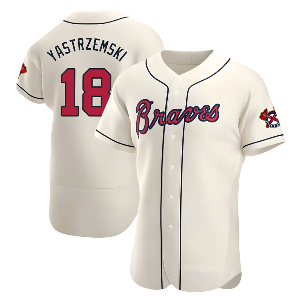 Pkot A.Braves #18 Mike Yastrzemski player Cream Authentic Alternate Stitched Jerseys