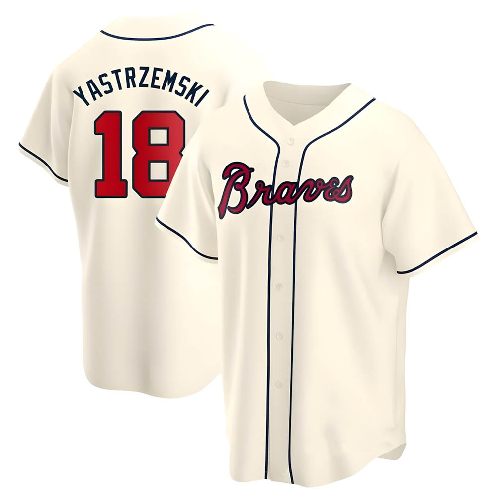 Pkot A.Braves #18 Mike Yastrzemski player Cream Replica Alternate Stitched Jerseys