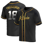 Pkot A.Braves #18 Mike Yastrzemski player Gold Replica Black en Alternate Stitched Jerseys