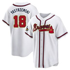 Pkot A.Braves #18 Mike Yastrzemski player Gold Replica White Program Stitched Jerseys