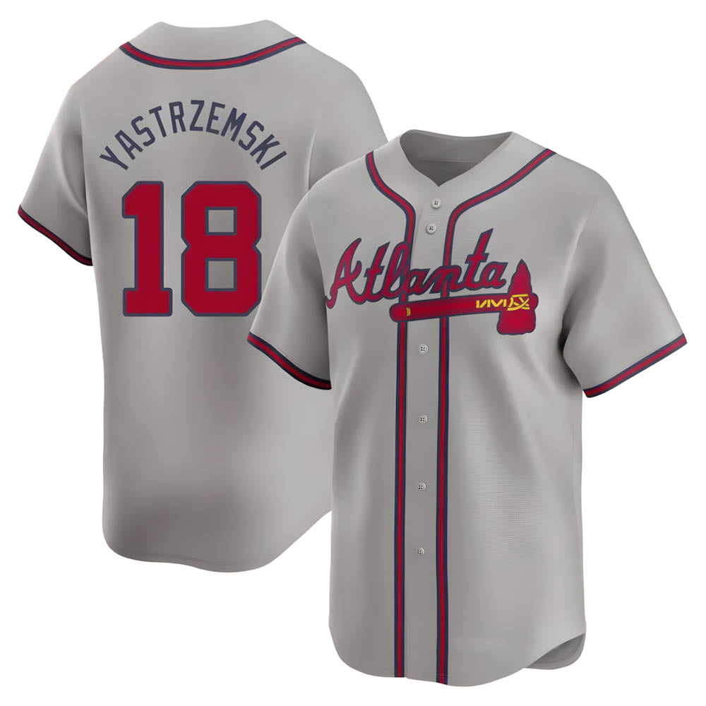 Pkot A.Braves #18 Mike Yastrzemski player Gray Limited Away Stitched Jerseys
