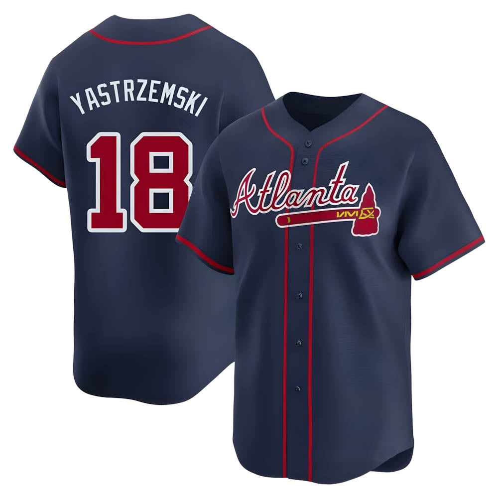 Pkot A.Braves #18 Mike Yastrzemski player Navy Limited Alternate Stitched Jerseys