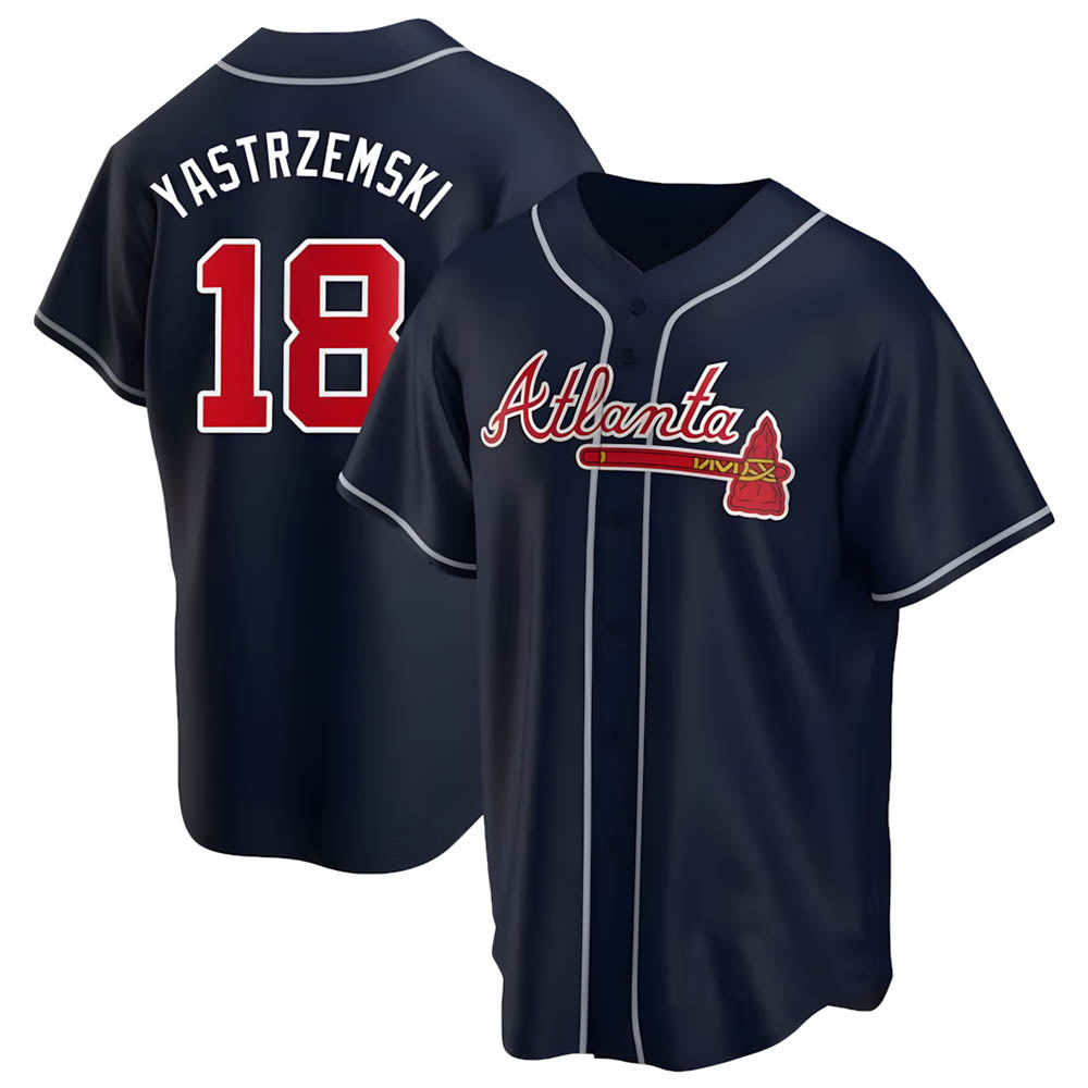 Pkot A.Braves #18 Mike Yastrzemski player Navy Replica Alternate Stitched Jerseys