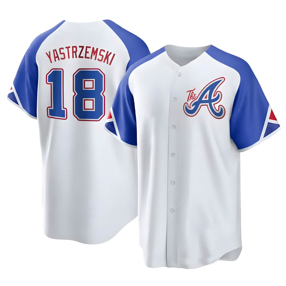 Pkot A.Braves #18 Mike Yastrzemski player White Replica City Connect Stitched Jerseys