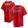 Pkot A.Braves #1 Ozzie Albies Player Red Alternate Stitched Jerseys