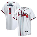 Pkot A.Braves #1 Ozzie Albies Player White Alternate Stitched Jerseys