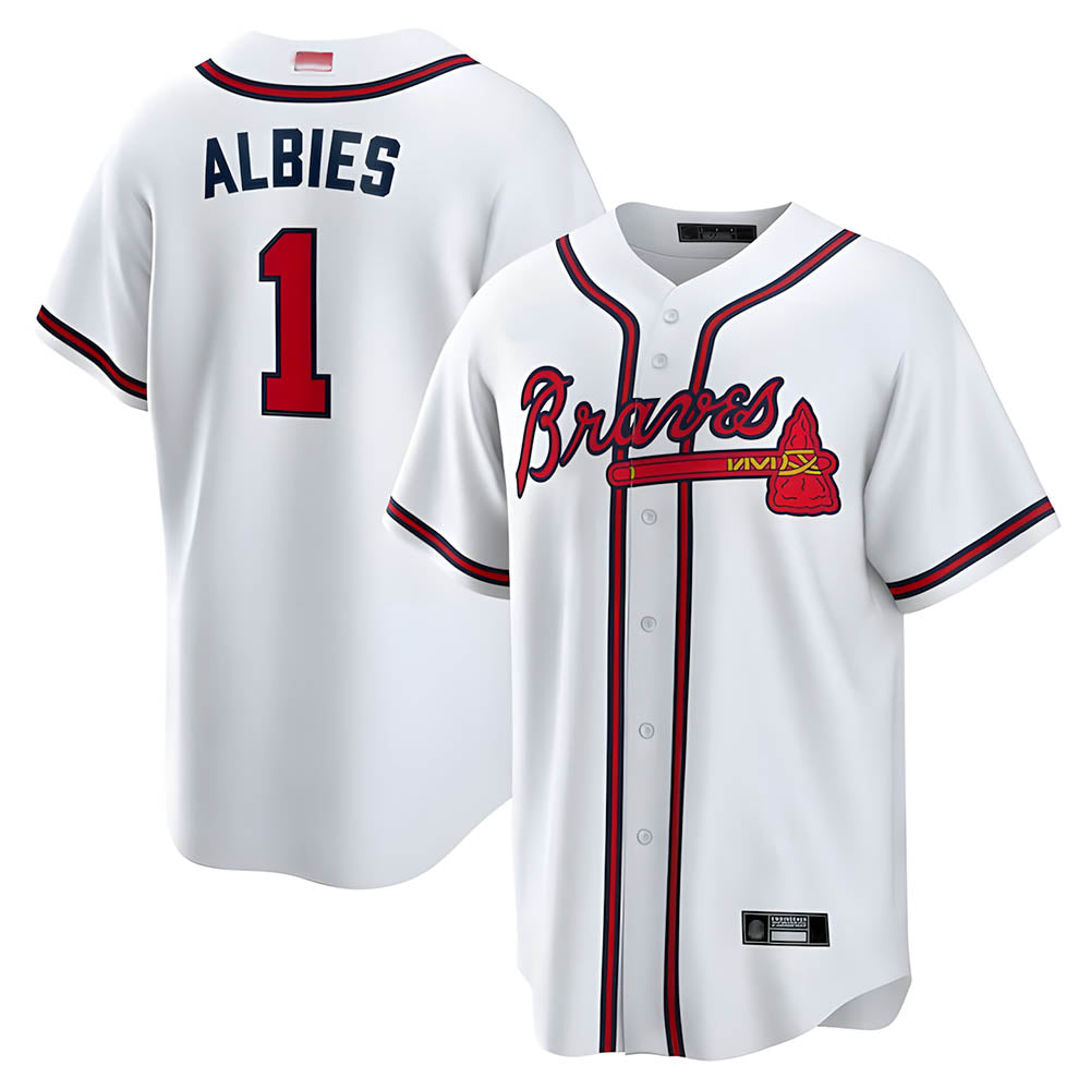 Pkot A.Braves #1 Ozzie Albies Player White Alternate Stitched Jerseys