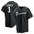 Pkot A.Braves #1 Ozzie Albies player Black&White Replica Stitched Jerseys