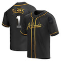 Pkot A.Braves #1 Ozzie Albies player Gold Replica Black en Alternate Stitched Jerseys