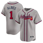 Pkot A.Braves #1 Ozzie Albies player Gray Vapor Premier City Connect Premium Stitched Jerseys