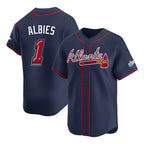 Pkot A.Braves #1 Ozzie Albies player Navy Limited 2025 Speedway Classic Alternate Stitched Jerseys