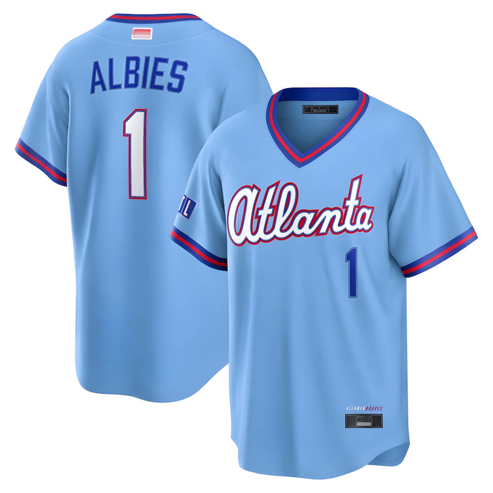 Pkot A.Braves #1 Ozzie Albies player Powder Blue 2026 City Connect T shirt Stitched Jerseys