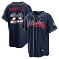 Silnrao A.Braves #23 Michael Harris II Player Navy USA 250 Fourth Of July Limited Home Game Stitched Jerseys