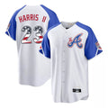 Silnrao A.Braves #23 Michael Harris II Player White USA 250 Fourth Of July City Connect Home Game Stitched Jerseys