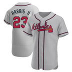 Pkot A.Braves #23 Michael Harris II player Gray Authentic Road Stitched Jerseys