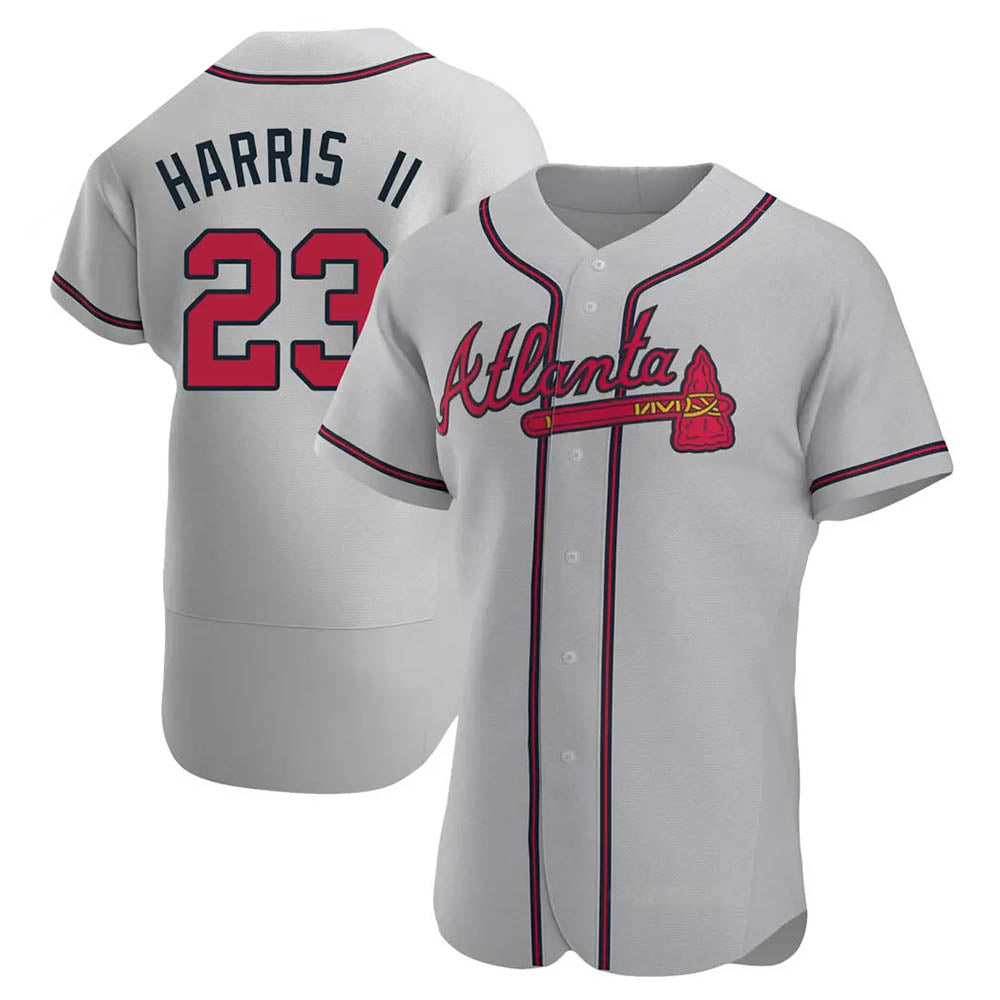 Pkot A.Braves #23 Michael Harris II player Gray Authentic Road Stitched Jerseys