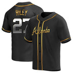 Pkot A.Braves #27 Austin Riley Player Black&Gold Replica en Alternate Stitched Jerseys