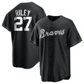 Pkot A.Braves #27 Austin Riley Player Black&White Replica Stitched Jerseys