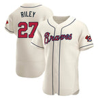 Pkot A.Braves #27 Austin Riley Player Cream Authentic Alternate Stitched Jerseys
