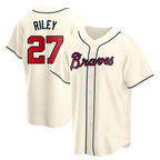 Pkot A.Braves #27 Austin Riley Player Cream Replica Alternate Stitched Jerseys