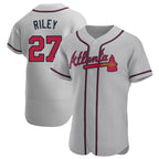 Pkot A.Braves #27 Austin Riley Player Gray Authentic Road Stitched Jerseys